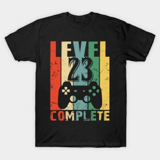 Vintage 23th Wedding Anniversary Level 23 Complete Video Gamer Birthday Gift Ideas T-Shirt